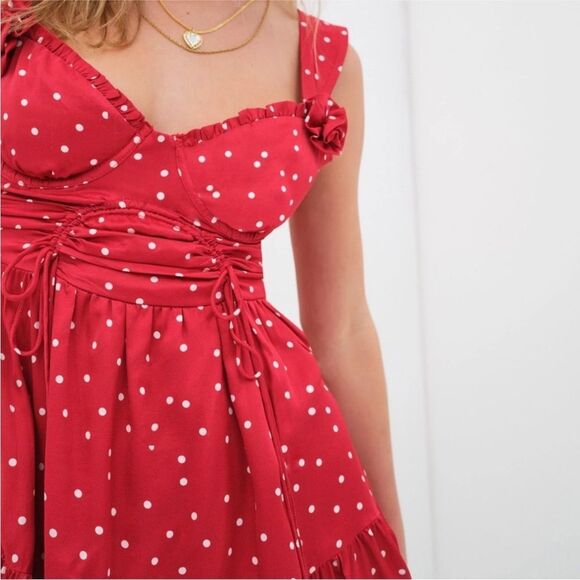 For Love & Lemons Willa Mini Ditsy Dot Minidress- Sz Medium NWT $249 - Picture 3 of 13